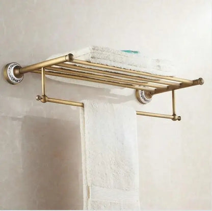 Antique brass and ceramic bathroom accessories set – bathroom