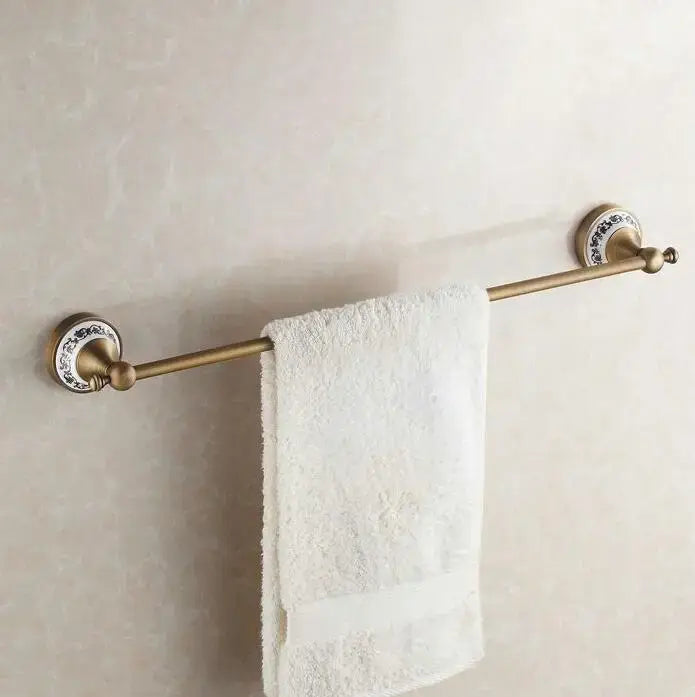 Antique brass and ceramic bathroom accessories set – bathroom