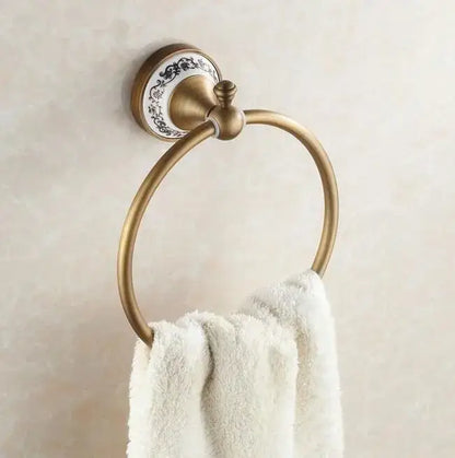 Antique brass and ceramic bathroom accessories set – bathroom