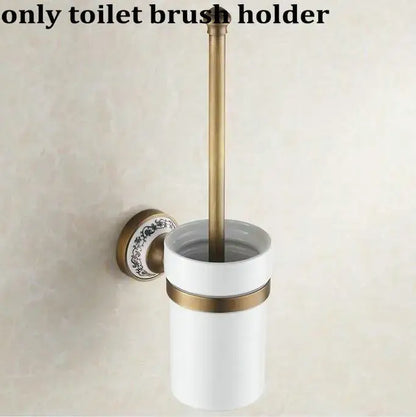 Antique brass and ceramic bathroom accessories set – bathroom