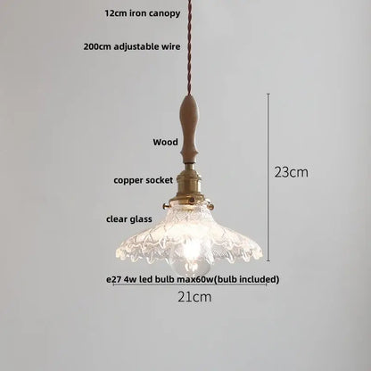 Antique brass and glass led pendant lamp kitchen hanging light