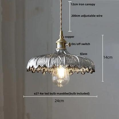 Antique brass and glass led pendant lamp kitchen hanging light