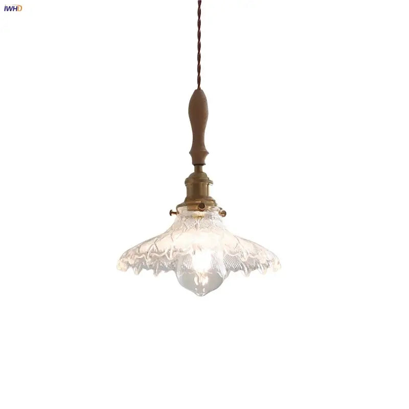 Antique brass and glass led pendant lamp kitchen hanging light