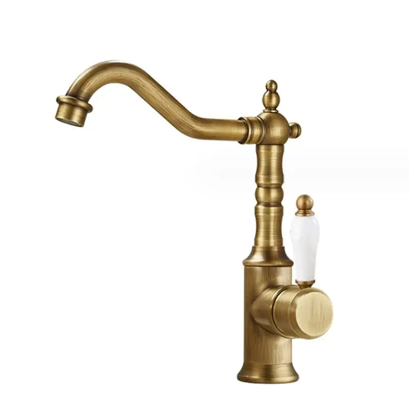 Antique brass and white ceramic gold luxury kitchen faucet