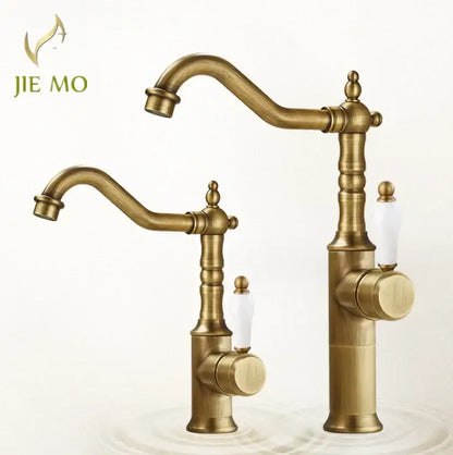 Antique brass and white ceramic gold luxury kitchen faucet