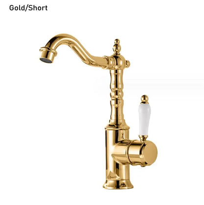 Antique brass and white ceramic gold luxury kitchen faucet