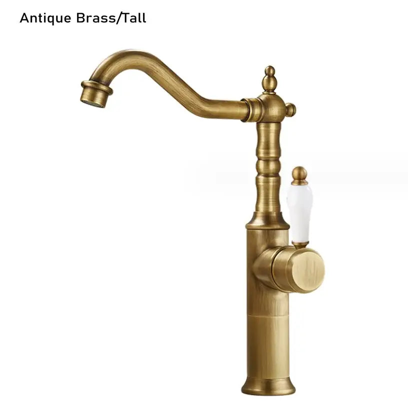 Antique brass and white ceramic gold luxury kitchen faucet