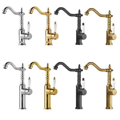 Antique brass and white ceramic gold luxury kitchen faucet