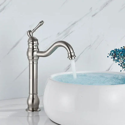Antique brass basin faucet bathroom swivel spout single handle