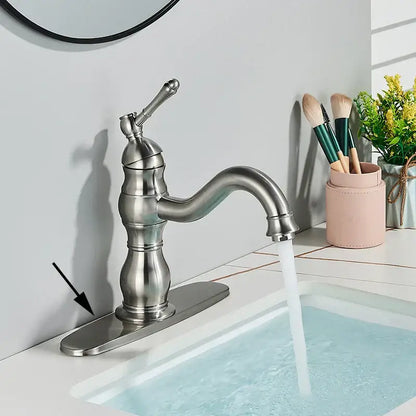 Antique brass basin faucet bathroom swivel spout single handle