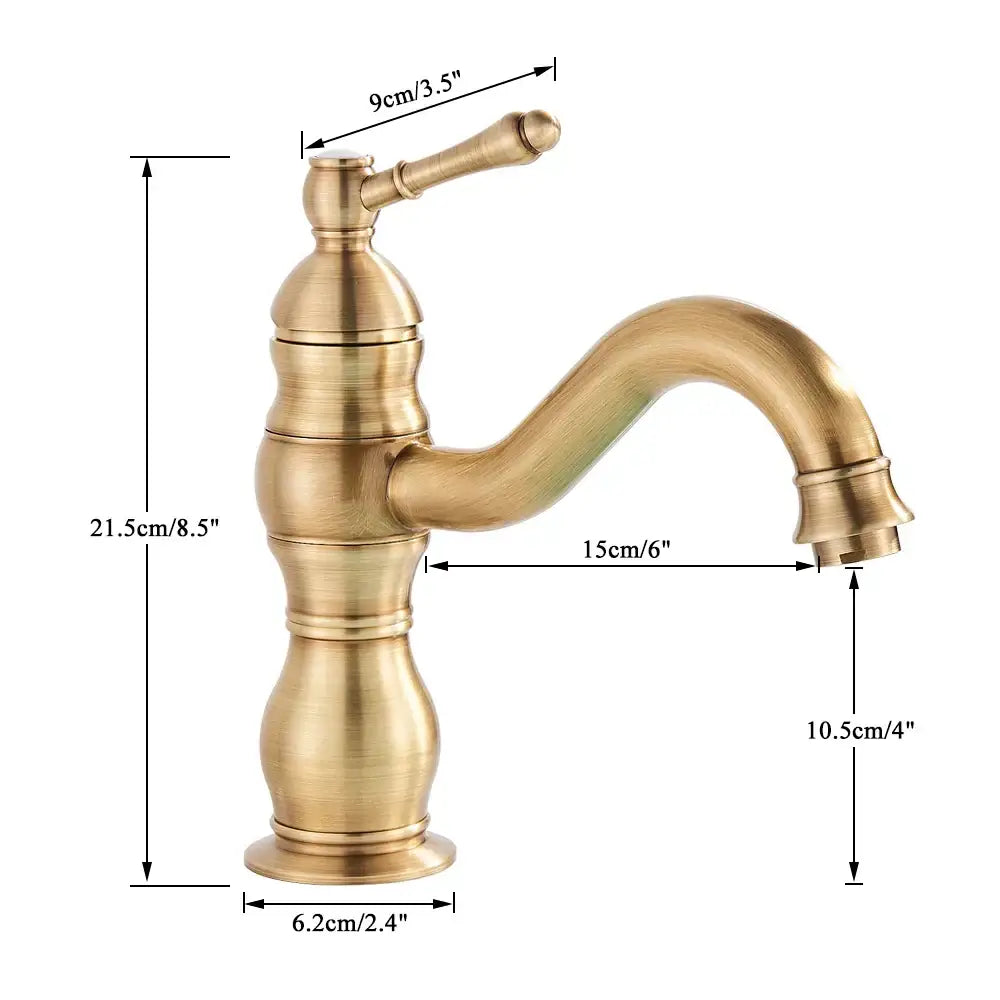 Antique brass basin faucet bathroom swivel spout single handle
