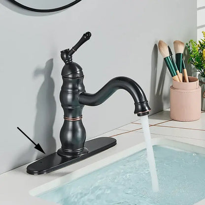Antique brass basin faucet bathroom swivel spout single handle