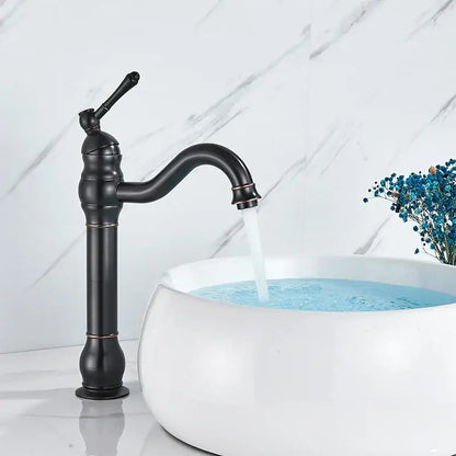 Antique brass basin faucet bathroom swivel spout single handle