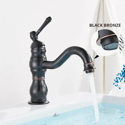 Antique brass basin faucet bathroom swivel spout single handle