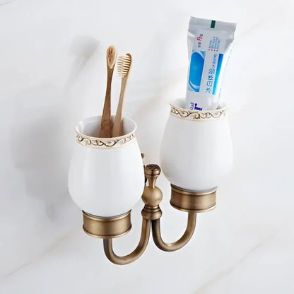 Antique brass bath hardware set bathroom vintage wall fixtures