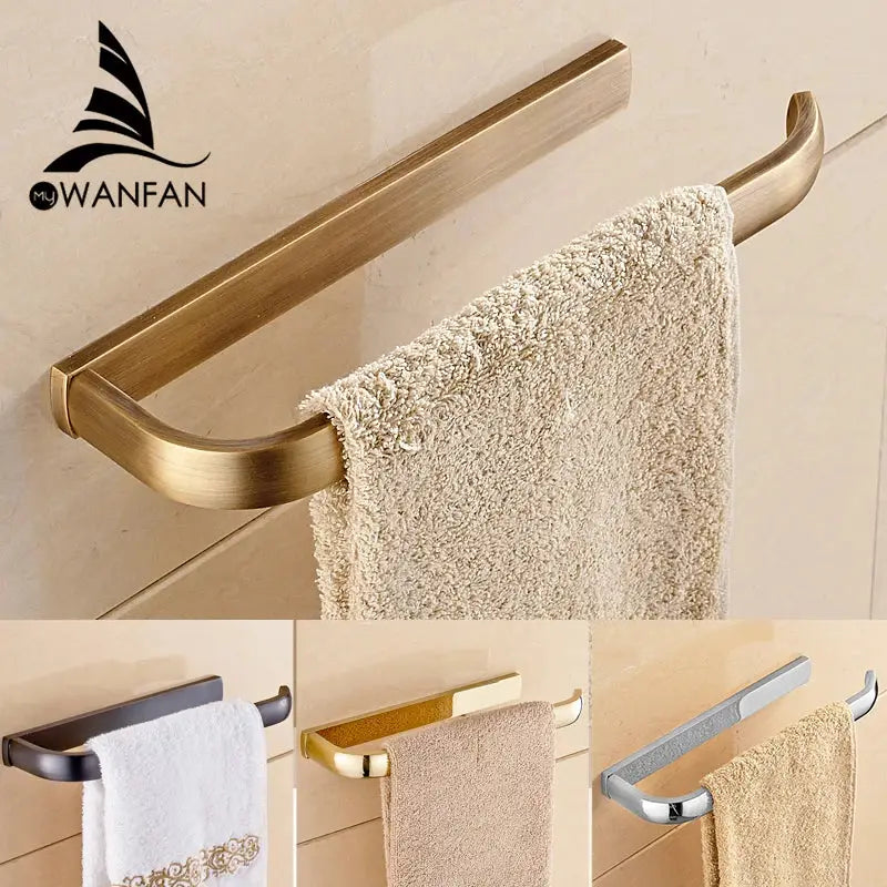 Antique brass bathroom accessories set towel rings and rack