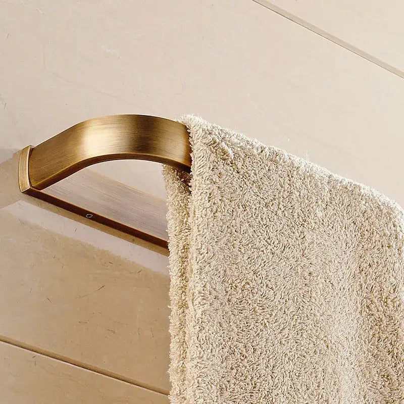 Antique brass bathroom accessories set towel rings and rack