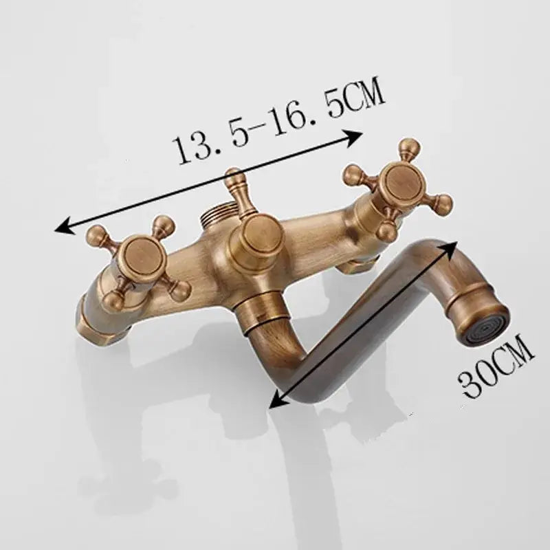 Antique brass bathtub shower set with ceramic handles bathroom mixer