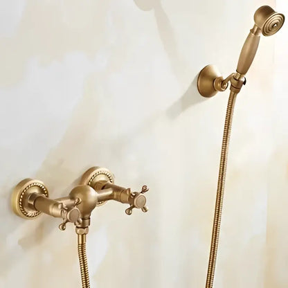 Antique brass bathtub shower set with ceramic handles bathroom mixer