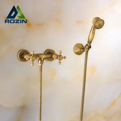 Antique brass bidet mixer faucet bathroom handheld shower set