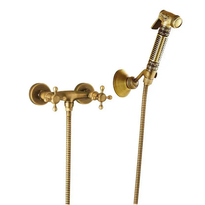 Antique brass bidet mixer faucet bathroom handheld shower set