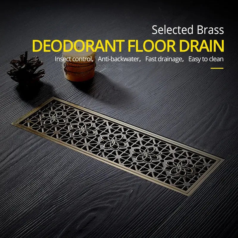 Antique brass carved floral floor drain cover bathroom deodorant