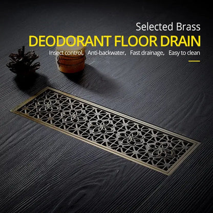 Antique brass carved floral floor drain cover bathroom deodorant