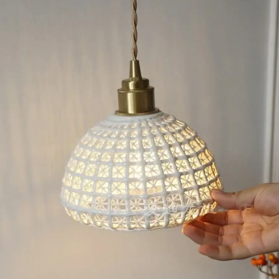 Antique brass ceramic led wall lights with rattan shade bedroom