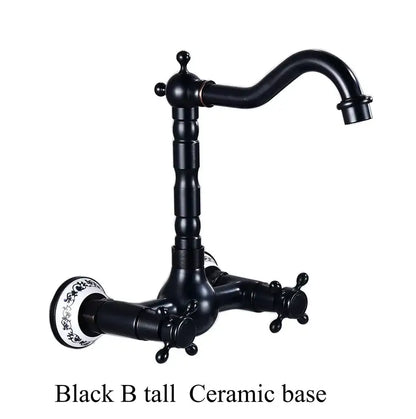 Antique brass ceramic wall mount faucet kitchen vintage porcelain