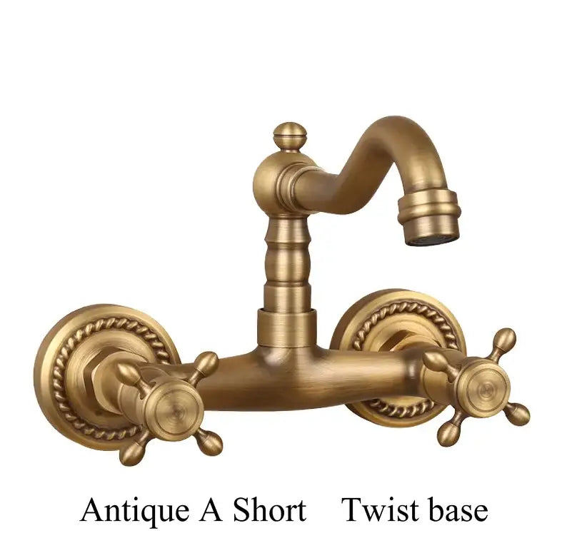 Antique brass ceramic wall mount faucet kitchen vintage porcelain