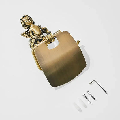 Antique brass classic angel gold toilet paper holder bathroom cherub