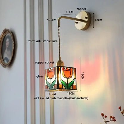Antique brass clear flower acrylic wall lamp for bedroom stair light