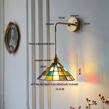 Antique brass clear flower acrylic wall lamp for bedroom stair light