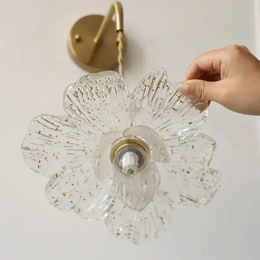 Antique brass clear flower acrylic wall lamp for bedroom stair light