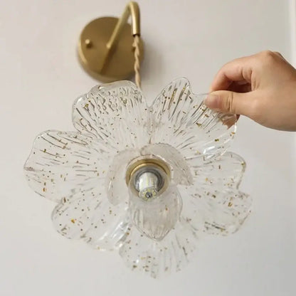 Antique brass clear flower acrylic wall lamp for bedroom stair light