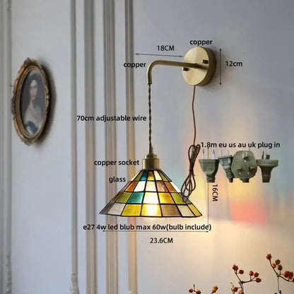 Antique brass clear flower acrylic wall lamp for bedroom stair light