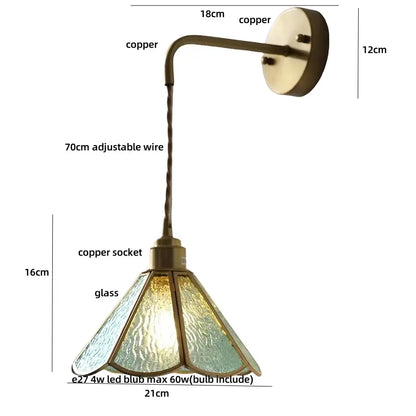 Antique brass clear flower acrylic wall lamp for bedroom stair light