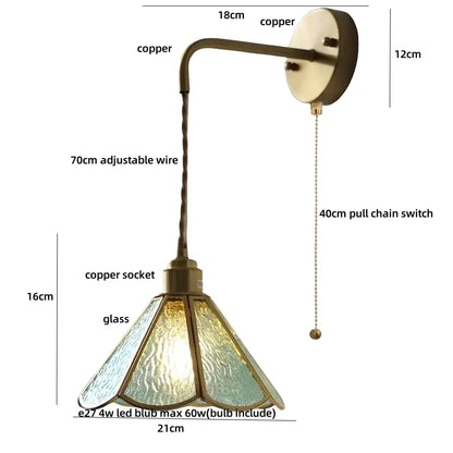 Antique brass clear flower acrylic wall lamp for bedroom stair light
