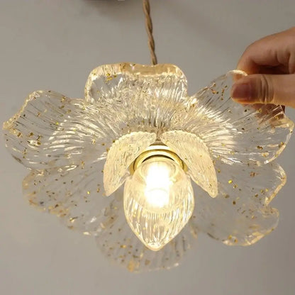 Antique brass clear flower acrylic wall lamp for bedroom stair light