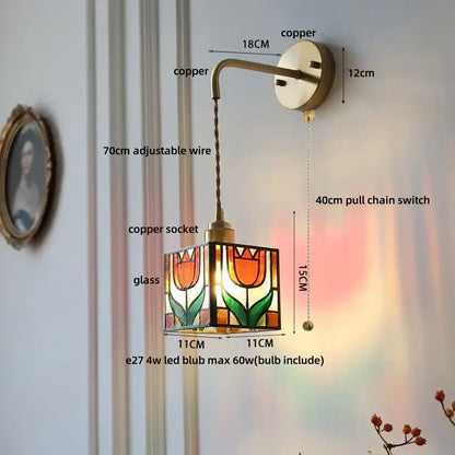 Antique brass clear flower acrylic wall lamp for bedroom stair light