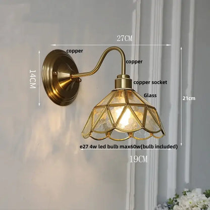 Antique brass clover glass brass wall sconce dining room light