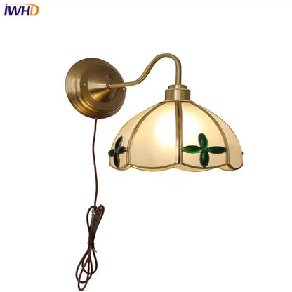 Antique brass clover glass brass wall sconce dining room light