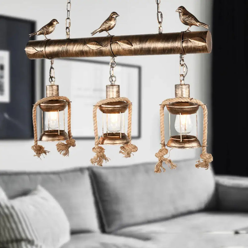 Antique brass coastal lantern island pendant kitchen chandelier