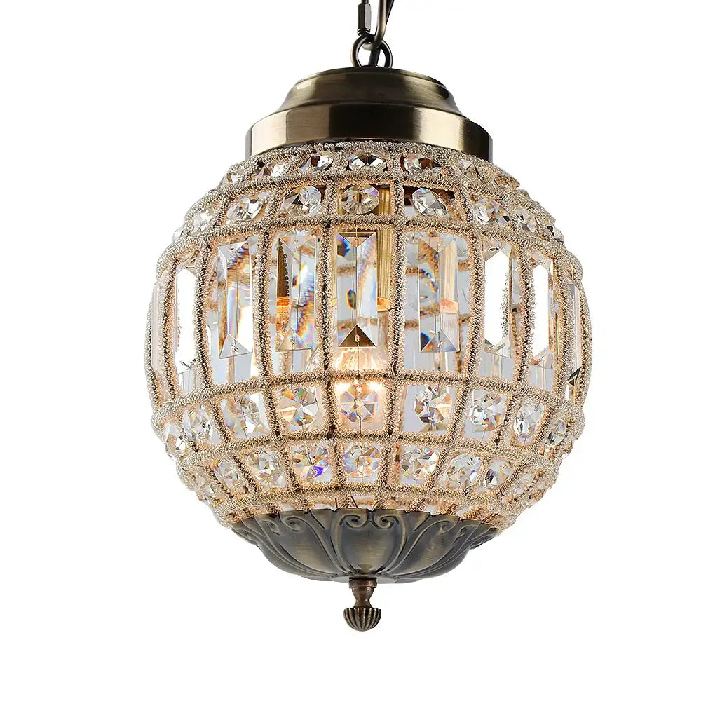 Antique brass crystal empire ball chandelier living room light