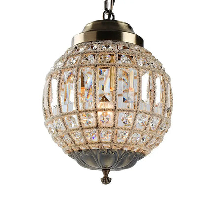 Antique brass crystal empire ball chandelier living room light