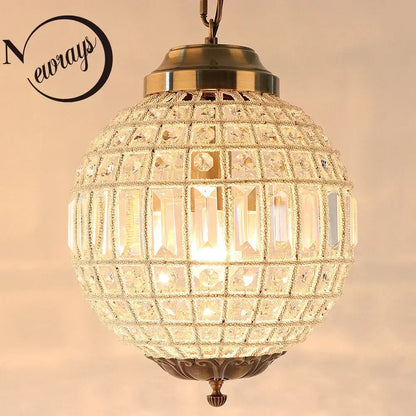 Antique brass crystal empire ball chandelier living room light