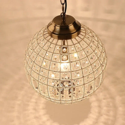 Antique brass crystal empire ball chandelier living room light