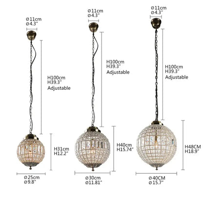 Antique brass crystal empire ball chandelier living room light