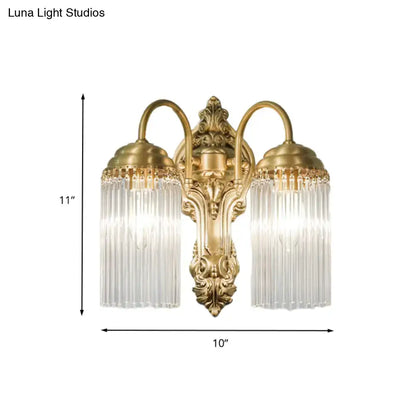 Antique brass crystal rod wall sconce – corridor ornate light