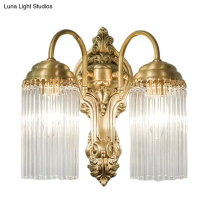 Antique brass crystal rod wall sconce – corridor ornate light